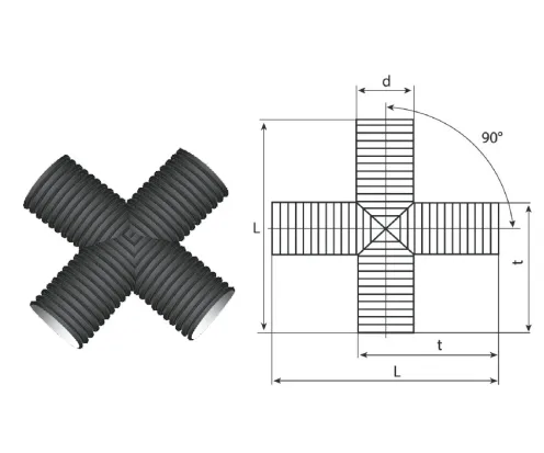 Крестовина гофрированная канализационная 190/160 пэ SN8/SN6