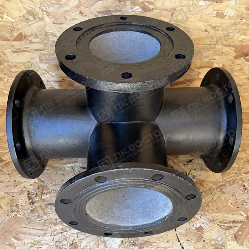 Тройник фланцевый чугунный с пожарной подставкой (ППТФ) Ду 200х100 мм